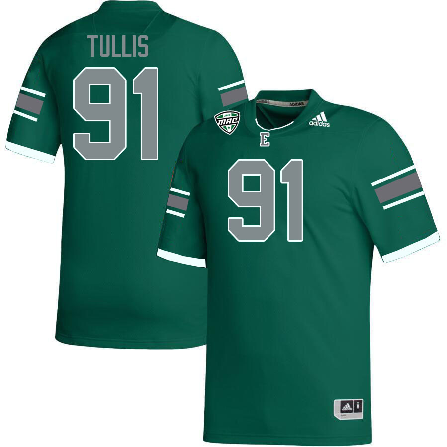 Eastern Michigan Eagles #91 Malik Tullis College Football Jerseys Stitched Sale-Green